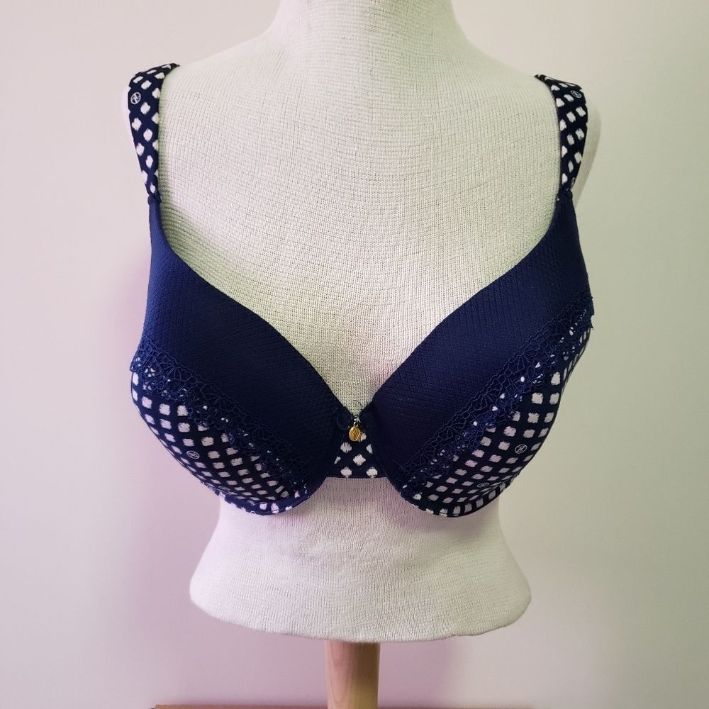 Adrienne Vittadini Blue and White Bra‎ 40DD